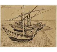 PMEFGJDPE Famous HD Canvas Art Canvas Wall Artwork Fishing Boats on the Beach At Saintes-maries-de-la-mer by Vincent Van Gogh Classic Wall Decor for Home Decor 60x90cm
