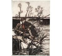PMEFGJDPE Famous HD Canvas Art Canvas Wall Artwork He Would Sit on a Wet Rock and Fish All Day by Arthur Rackham Classic Wall Decor for Home Decor 60x90cm