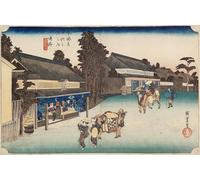 PMEFGJDPE Famous HD Canvas Art Canvas Wall Artwork Station Narumi „famous Arimatsu Tie-dyed Fabric by Utagawa Hiroshige Classic Wall Decor for Home Decor 60x90cm