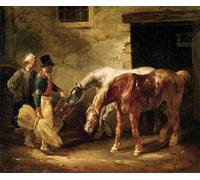 PMEFGJDPE Famous HD Canvas Art Canvas Wall Artwork Two Post Horses At the Door of a Stable by Theodore Gericault Classic Wall Decor for Home Decor 60x90cm
