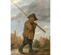 PMEFGJDPE Famous Painting Art Picture Poster Picture a Peasant Carrying a Pole by David Teniers the Younger Colorful Art Print for Home Decor 60x90cm