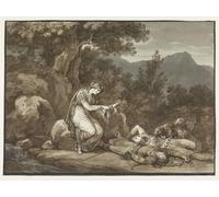 PMEFGJDPE Famous Painting Art Picture Poster Picture Colma Lamenting the Death of Salgar and Her Brother by Bartolomeo Pinelli Colorful Art Print for Home Decor 60x90cm