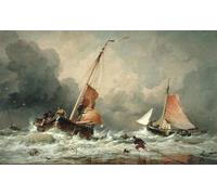 PMEFGJDPE Famous Painting Art Picture Poster Picture Dutch Pincks Arriving and Preparing to Put to Sea on by Edward William Cooke Colorful Art Print for Home Decor 60x90cm