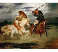 PMEFGJDPE Famous Painting Art Picture Poster Picture Knights Fighting in the Countryside by Ferdinandeugene Delacroix Colorful Art Print for Home Decor 60x90cm
