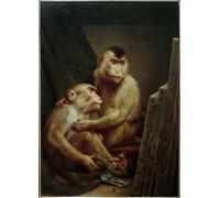 PMEFGJDPE Famous Painting Art Picture Poster Picture Monkeys Look At by Gabriel Cornelius Ritter Von Max Colorful Art Print for Home Decor 60x90cm