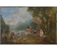 PMEFGJDPE Famous Painting Art Picture Poster Picture Pilgrimage to Cythera Embarkation for Cythera by Jean Antoine Watteau Colorful Art Print for Home Decor 60x90cm
