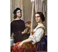 PMEFGJDPE Famous Painting Art Picture Poster Picture Portrait of the Painter Raphael Painting the Fornarina Illustration by Tancredi Scarpelli Colorful Art Print for Home Decor 60x90cm