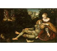 PMEFGJDPE Famous Painting Art Picture Poster Picture Samson and Delilah by Lucas Cranach the Younger Colorful Art Print for Home Decor 60x90cm