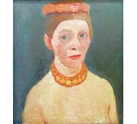 PMEFGJDPE Famous Painting Art Picture Poster Picture Self-portrait with Red Flower Wreath and Chain by Paula Modersohn Becker Colorful Art Print for Home Decor 60x90cm