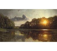 PMEFGJDPE Famous Painting Art Picture Poster Picture Sunset over a Forest Lake Peder Colorful Art Print for Home Decor 60x90cm