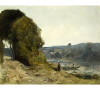 PMEFGJDPE Famous Painting Art Picture Poster Picture The Departure of the Boatman by Jean Baptiste Camille Corot Colorful Art Print for Home Decor 60x90cm