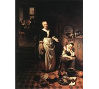 PMEFGJDPE Famous Painting Art Picture Poster Picture the Idle Servant by Nicolaes Maes Colorful Art Print for Home Decor 60x90cm
