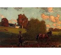 PMEFGJDPE Famous Painting Art Picture Poster Picture the Last Furrow by Winslow Homer Colorful Art Print for Home Decor 60x90cm