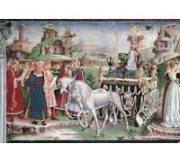 PMEFGJDPE Famous Painting Art Picture Poster Picture the Minerva March From the Room of the Months Detail of the Chariot by Francesco Del Cossa Colorful Art Print for Home Decor 60x90cm