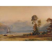 PMEFGJDPE Famous Painting Art Picture Poster Picture View of Snowdon From Tremadoc by Vandyke Copley Fielding Colorful Art Print for Home Decor 60x90cm