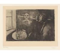 PMEFGJDPE Famous Painting Art Picture Poster Picture Woman and Pipe Smoking Man At a Table by Edvard Munch Colorful Art Print for Home Decor 60x90cm