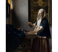 PMEFGJDPE Famous Painting Art Picture Poster Picture Woman holding A balance. by Jan Vermeer van Delft Colorful Art Print for Home Decor 60x90cm