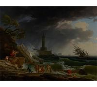 PMEFGJDPE Famous Painting HD Canvas Art Canvas Wall Artwork a Storm on a Mediterranean by Claude Vernet Classic Wall Decor for Home Decor 60x90cm