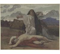 PMEFGJDPE Famous Painting HD Canvas Art Canvas Wall Artwork Antigone Gives Token Burial to the Body of Her Brother Polynices by Jules Eugene Lenepveu Classic Wall Decor for Home Decor 60x90cm