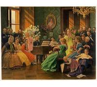 PMEFGJDPE Famous Painting HD Canvas Art Canvas Wall Artwork Bedrich Smetana in Circle of Friends in by Dvorak Classic Wall Decor for Home Decor 60x90cm