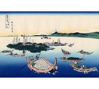 PMEFGJDPE Famous Painting HD Canvas Art Canvas Wall Artwork Buyō Tsukuda-jima Tsukada Island in the Musashi Province by Katsushika Hokusai Classic Wall Decor for Home Decor 60x90cm