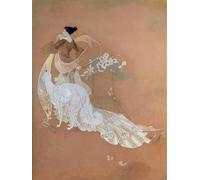 PMEFGJDPE Famous Painting HD Canvas Art Canvas Wall Artwork Georges De Feure Elegant Lady with Borzoi by Georges De Feure Classic Wall Decor for Home Decor 60x90cm