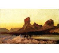 PMEFGJDPE Famous Painting HD Canvas Art Canvas Wall Artwork Indians At the Green River by Thomas Moran Classic Wall Decor for Home Decor 60x90cm