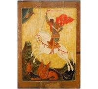 PMEFGJDPE Famous Painting HD Canvas Art Canvas Wall Artwork Saint George and the Dragon by Famous Russian Icon Painter Classic Wall Decor for Home Decor 60x90cm