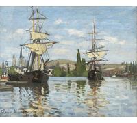 PMEFGJDPE Famous Painting HD Canvas Art Canvas Wall Artwork Ships Riding on the Seine At Rouen by Claude Monet Classic Wall Decor for Home Decor 60x90cm