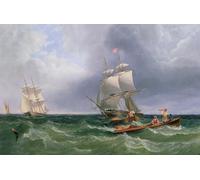 PMEFGJDPE Famous Painting HD Canvas Art Canvas Wall Artwork Shore Parties Disembarking Brigs in a Beyond by Johncarmichael Classic Wall Decor for Home Decor 60x90cm