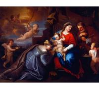 PMEFGJDPE Famous Painting HD Canvas Art Canvas Wall Artwork the Mystic Marriage of St Catherine in a Composition by Peter Paul Rubens Classic Wall Decor for Home Decor 60x90cm