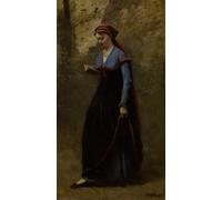 PMEFGJDPE Famous Painting HD Canvas Art Canvas Wall Artwork The Reader by Jean Baptiste Camille Corot Classic Wall Decor for Home Decor 60x90cm