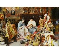 PMEFGJDPE Famous Painting HD Canvas Art Canvas Wall Artwork the Sewing Circle by Emma Regis Fert Classic Wall Decor for Home Decor 60x90cm