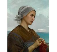 PMEFGJDPE Famous Painting HD Canvas Art Canvas Wall Artwork Tricoteuse Bretonne by William Adolphe Bouguereau Classic Wall Decor for Home Decor 60x90cm
