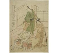 PMEFGJDPE Famous Painting Pictures Paintings Canvas Prints Act Vii the Ichiriki Teahouse in the Play Chushingura Juichidan Tsuzuki by Katsukawa Shunsho Wall Art Graffiti for Home Decor 60x90cm