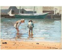 PMEFGJDPE Famous Painting Pictures Paintings Canvas Prints Boys Wading by Winslow Homer Wall Art Graffiti for Home Decor 60x90cm