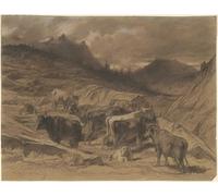 PMEFGJDPE Famous Painting Pictures Paintings Canvas Prints Cattle in the Auvergne by Rosa Bonheur Wall Art Graffiti for Home Decor 60x90cm