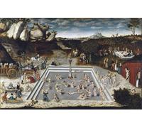 PMEFGJDPE Famous Painting Pictures Paintings Canvas Prints Fountain of Youth by Lucas the Elder Cranach Wall Art Graffiti for Home Decor 60x90cm