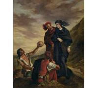 PMEFGJDPE Famous Painting Pictures Paintings Canvas Prints Hamlet and Horatio in the Cemetery From Scene Act V of hamlet by Ferdinandeugene Delacroix Wall Art Graffiti for Home Decor 60x90cm