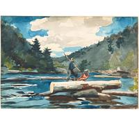 PMEFGJDPE Famous Painting Pictures Paintings Canvas Prints Hudson River Logging by Winslow Homer Wall Art Graffiti for Home Decor 60x90cm