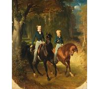 PMEFGJDPE Famous Painting Pictures Paintings Canvas Prints Louis-D Orleans Comte De Paris and His Brother by Alfred Dedreux or De Dreux Wall Art Graffiti for Home Decor 60x90cm