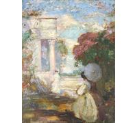 PMEFGJDPE Famous Painting Pictures Paintings Canvas Prints Lyrical Landscape with Two Figures in Nineteenth Dress by Charles Edward Conder Wall Art Graffiti for Home Decor 60x90cm