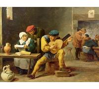 PMEFGJDPE Famous Painting Pictures Paintings Canvas Prints Peasants Making Music in an Inn by David Teniers the Younger Wall Art Graffiti for Home Decor 60x90cm