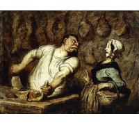 PMEFGJDPE Famous Painting Pictures Paintings Canvas Prints the Butcher At the Montmartre Market by Honoré Daumier Wall Art Graffiti for Home Decor 60x90cm