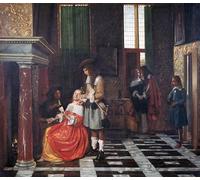 PMEFGJDPE Famous Painting Pictures Paintings Canvas Prints the Card Players by Pieter De Hooch Wall Art Graffiti for Home Decor 60x90cm
