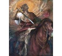 PMEFGJDPE Famous Painting Pictures Paintings Canvas Prints the Four Horsemen of the Apocalypse the Rider on the Red Horse by George Frederic Watts Wall Art Graffiti for Home Decor 60x90cm