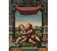 PMEFGJDPE Famous Painting Pictures Paintings Canvas Prints the Infants Christ and Saint John the Baptist Embracing by Joos Van Cleve Wall Art Graffiti for Home Decor 60x90cm