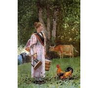 PMEFGJDPE Famous Painting Pictures Paintings Canvas Prints the Milk Maid by Winslow Homer Wall Art Graffiti for Home Decor 60x90cm