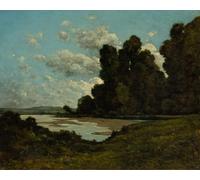 PMEFGJDPE Famous Painting Pictures Paintings Canvas Prints the River Loire At Nevers by Henri Harpignies Wall Art Graffiti for Home Decor 60x90cm