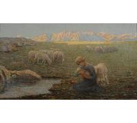 PMEFGJDPE Famous Painting Pictures Paintings Canvas Prints the Sick Sheep by Emilio Longoni Wall Art Graffiti for Home Decor 60x90cm